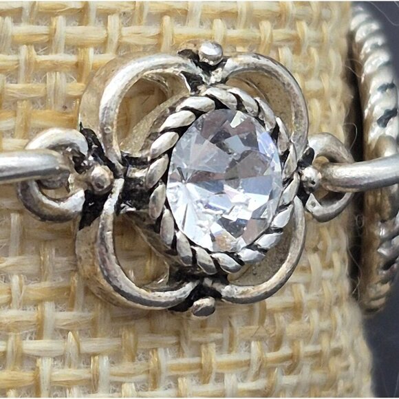 Silver Tone & Ice Blue Bracelet Western Style Details Magnetic Clasp 7.5" - Picture 3 of 7